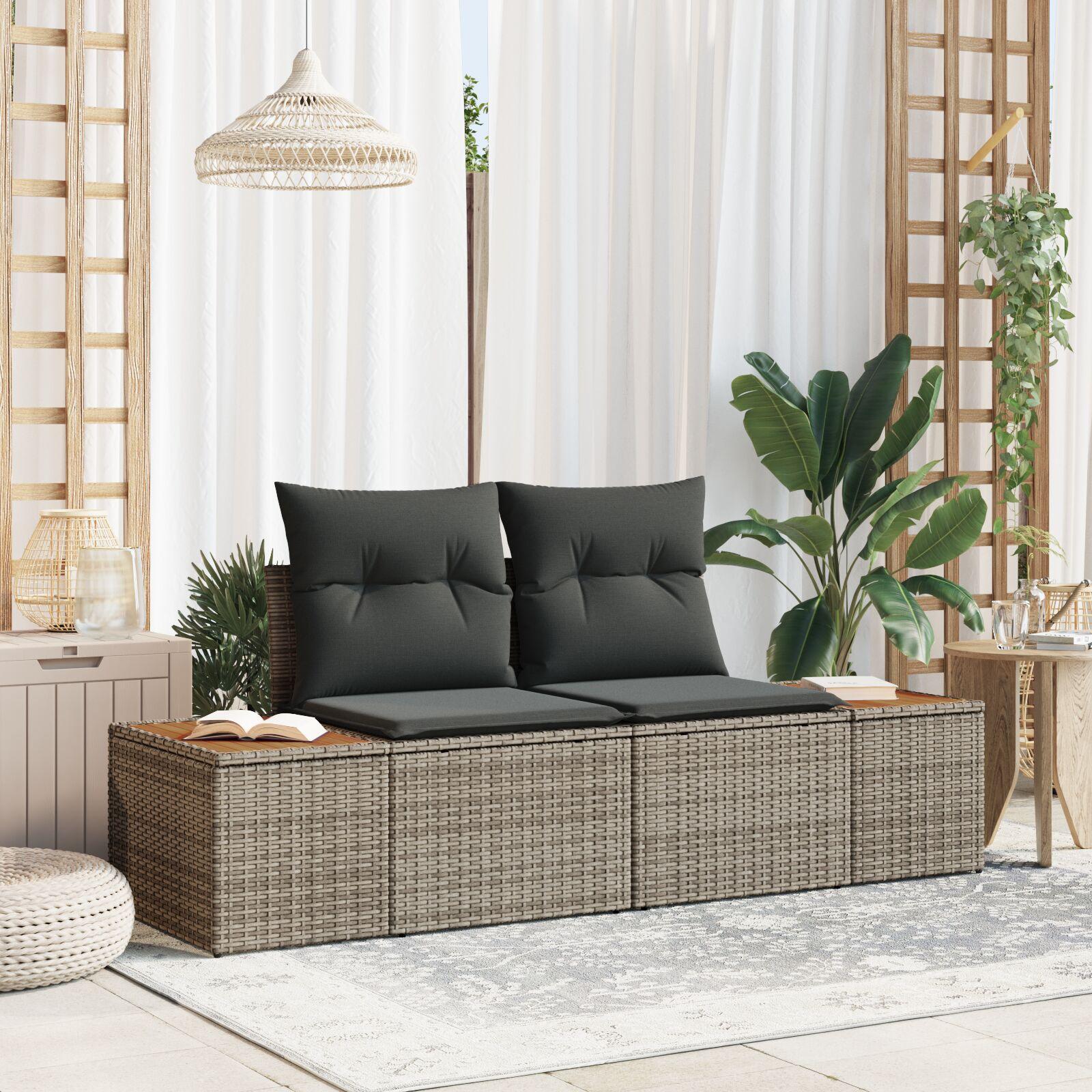 Havemøbelsofa i grå polyrattan - 2-personers, 184 × 62 × 85 cm