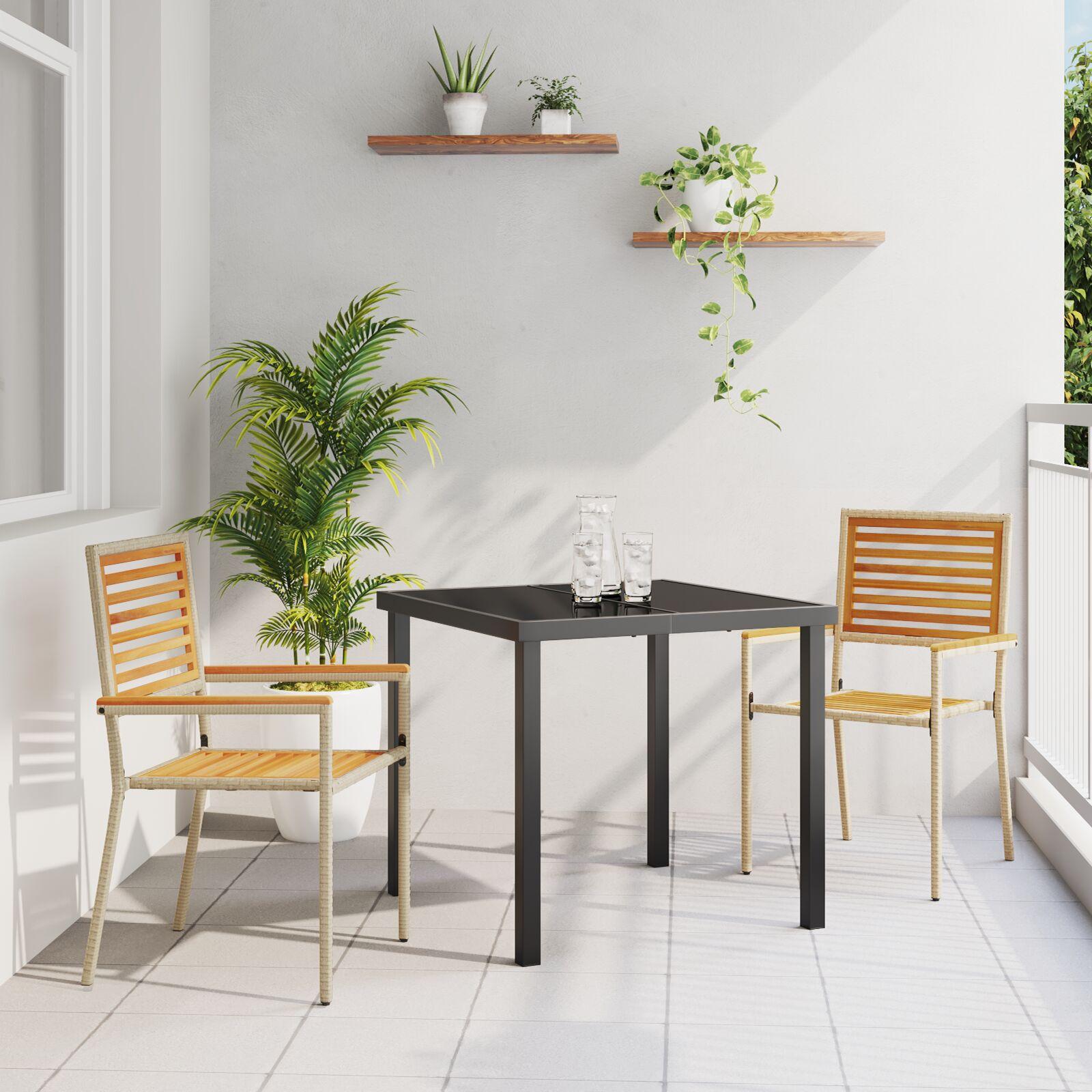 Have stabelstole 2 stk Brun og Beige Solid akacietræ, PE rattan