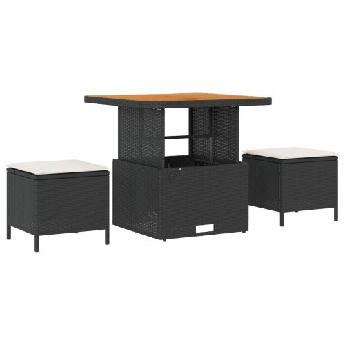 3-delt have spisebordssæt med puder sort poly rattan akacie