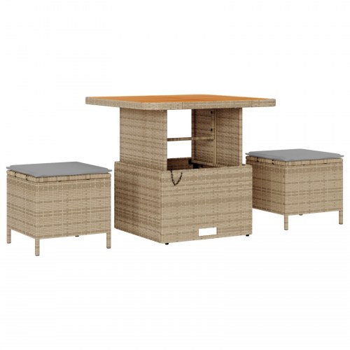 3-delt have spisesæt med puder Beige Poly Rattan Akacie