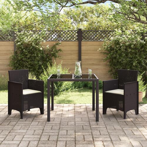 Havestole med Puder 2 stk Brun Poly Rattan
