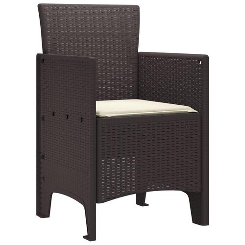 Havestole med Puder 2 stk Brun Poly Rattan