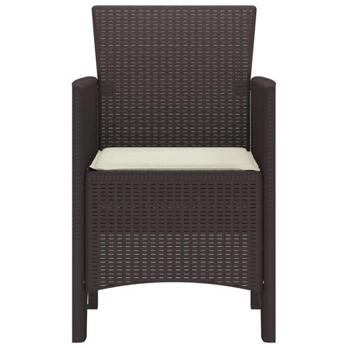 Havestole med Puder 2 stk Brun Poly Rattan