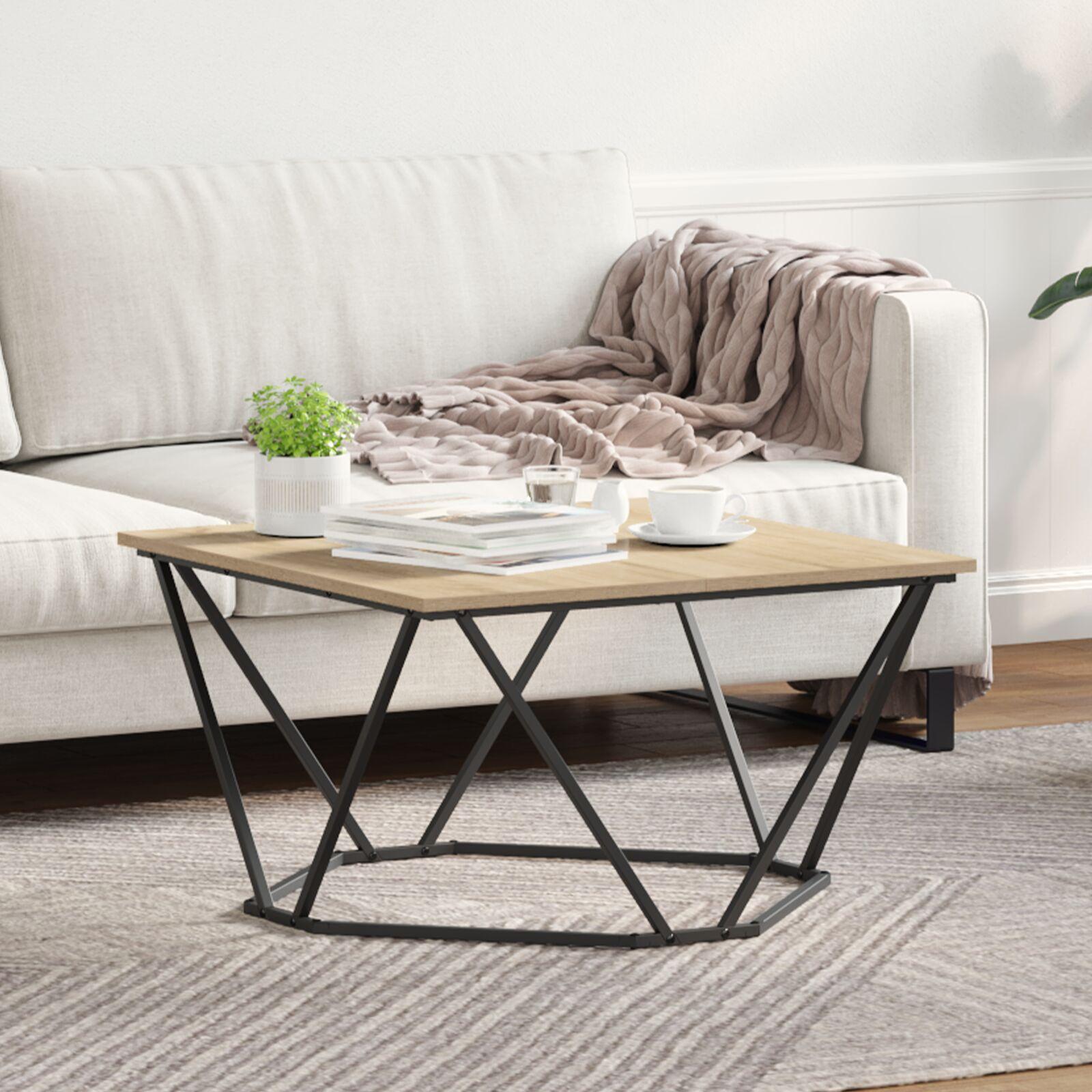 Sofabord Sonoma-eg 80 x 80 x 45 cm Ingeniørtræ og stål