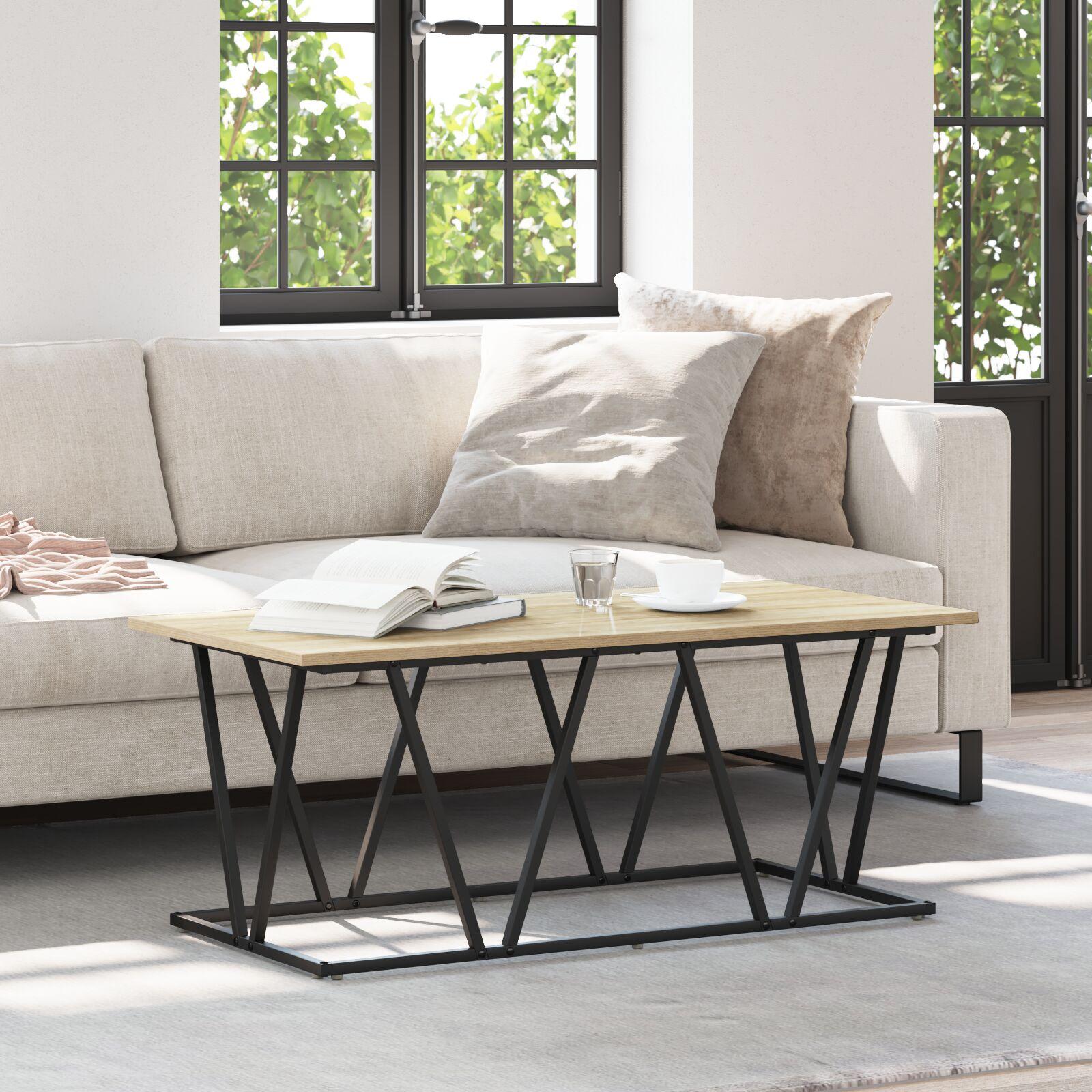 Sofabord Sonoma-eg 100 x 50 x 40 cm Samlet træ og metal