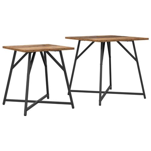 Sidebord 2 stk. Genbrugs træ, konstrueret træ og metal