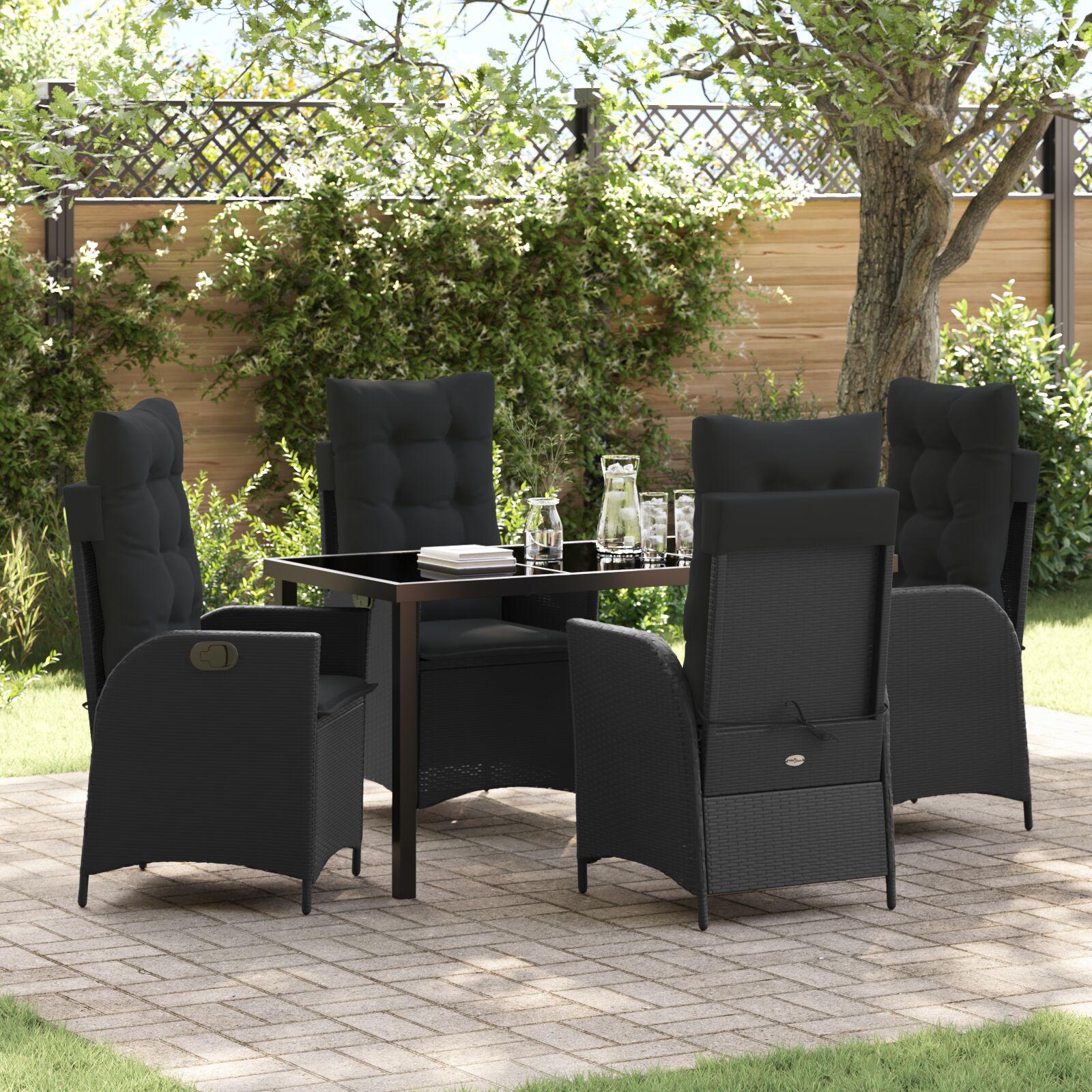 Have Spisebordssæt 5 stk Sort polyrattan