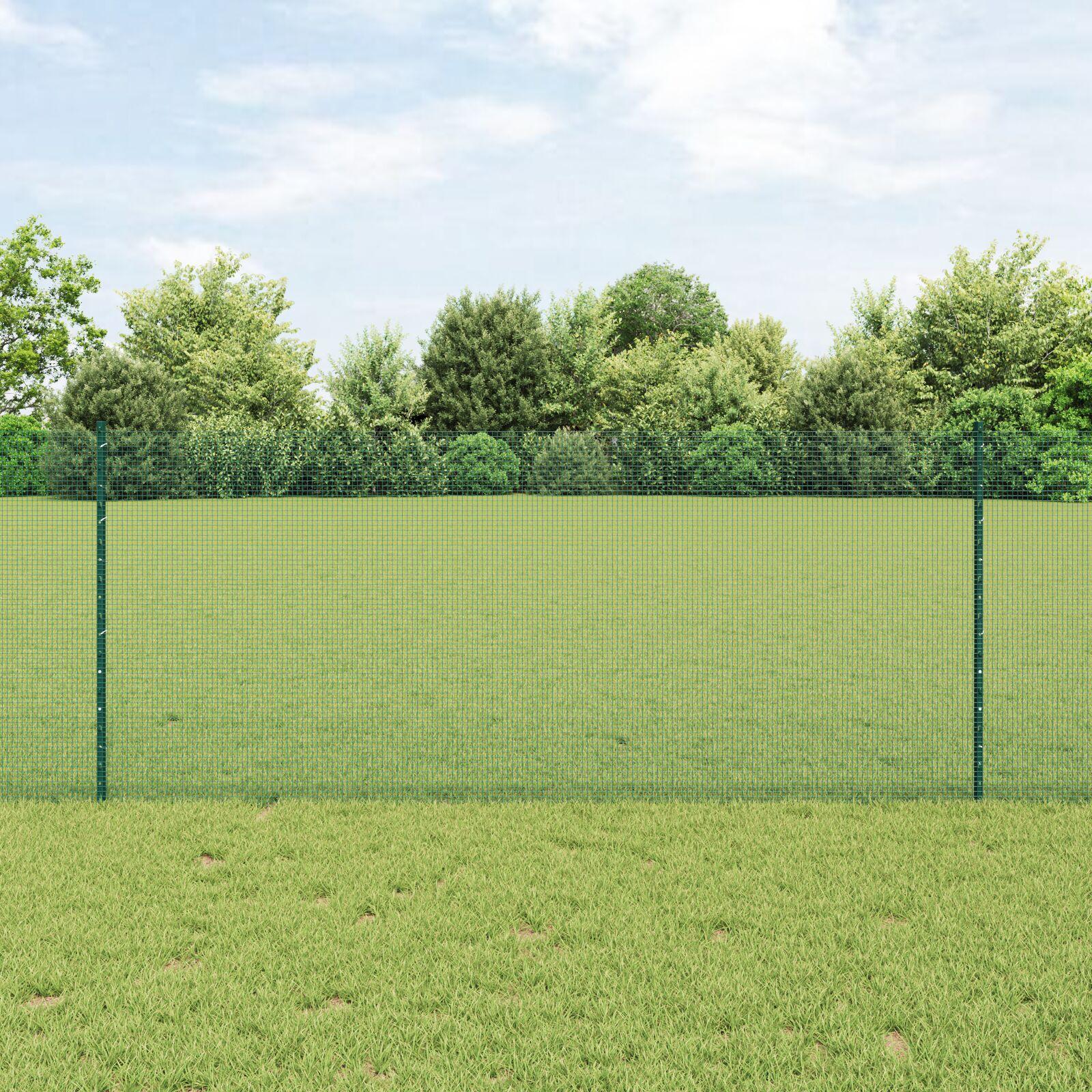 Svejsestålhegn med stolper 25 × 1 m - grønt mesh hegn til have og terrasse