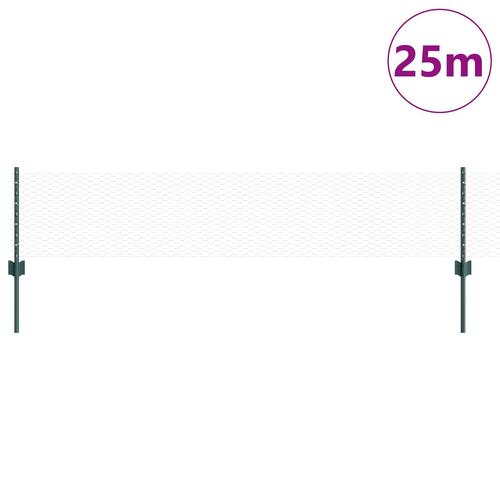 Hegns stolper 11 stk U-kanal Grøn 40 cm Stål, sekskantet hegn Grøn 0,4x25 m Stål
