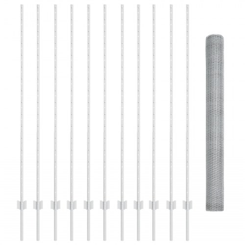 Hegn Posts 22 pcs U-Kanal 160 cm Galvaniseret Stål, Sekskantet Hegn 1,6x25 m Galvaniseret Stål