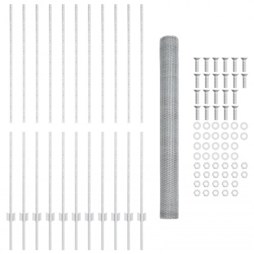 Hegn Posts 22 pcs U-Kanal 160 cm Galvaniseret Stål, Sekskantet Hegn 1,6x25 m Galvaniseret Stål