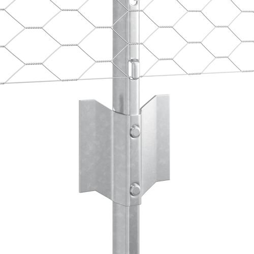 Hegnspæle 11 stk U-kanal 80 cm galvaniseret stål, sekskantet hegn 0,8x50 m galvaniseret stål
