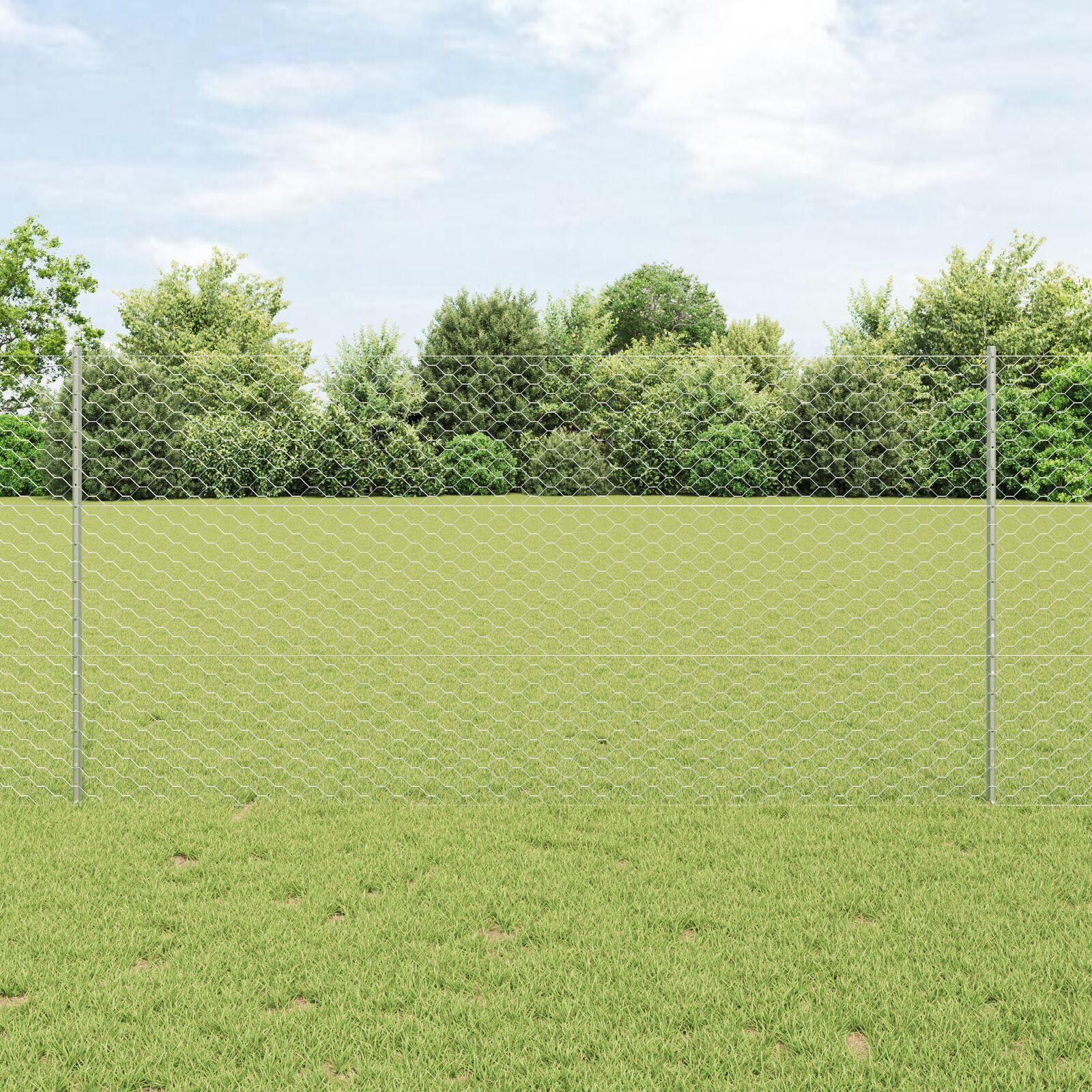 Hegn Spyd 22 stk U-Kanal 120 cm Galvaniseret Stål, Hexagon Hegn 1,2x100 m Galvaniseret Stål