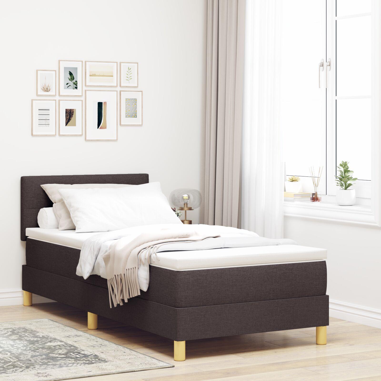 Boxmadras Med Topmadras Med Madras Mørkebrun 100 X 200 Cm Stof