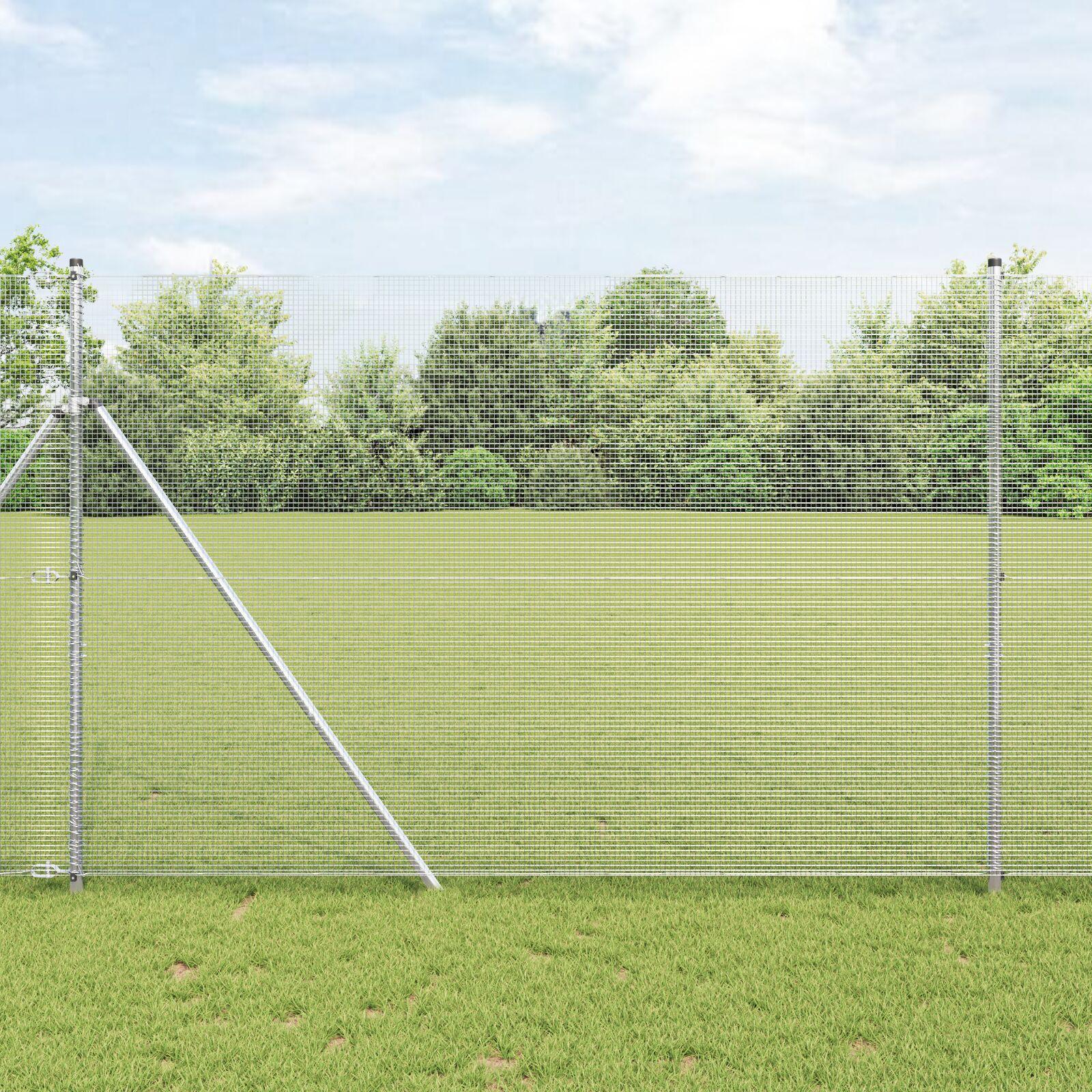 Grundfikseret svejset trådhegn 10 × 1,5 m - sølv mesh
