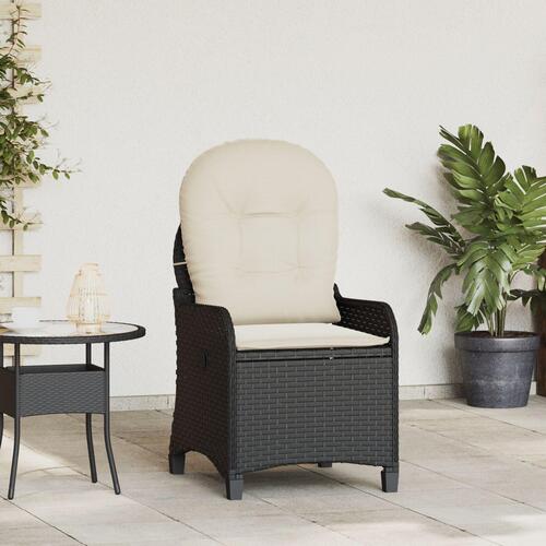 Recliner Stol med Pude Sort Poly Rattan