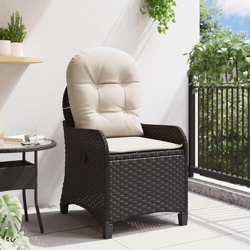 Recliner Stol med Pude Sort Poly Rattan