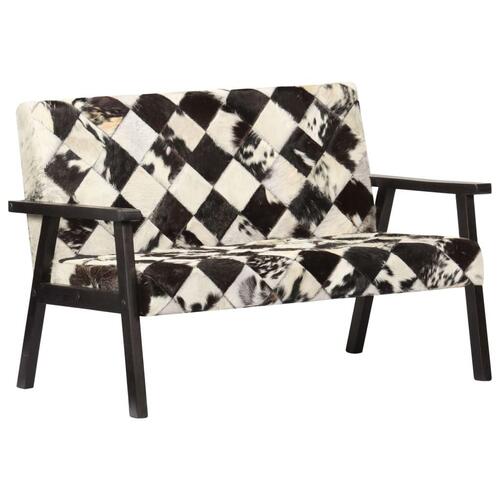 2-personers sofa i ægte gedeskind hvid og sort