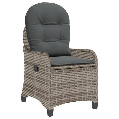 Recliner Stol med Pude Grå Poly Rattan