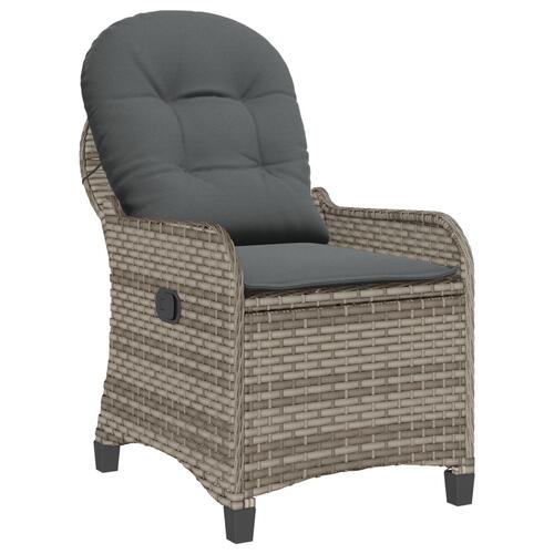 Recliner Stol med Pude Grå Poly Rattan