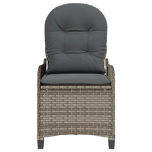 Recliner Stol med Pude Grå Poly Rattan