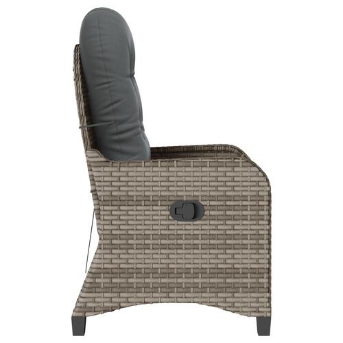 Recliner Stol med Pude Grå Poly Rattan