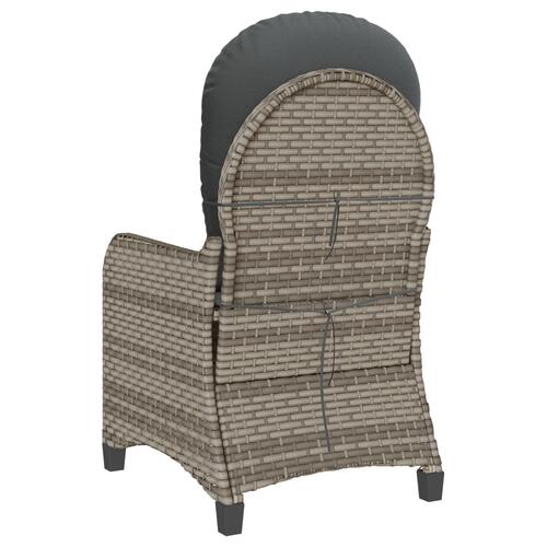 Recliner Stol med Pude Grå Poly Rattan