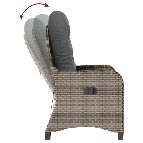 Recliner Stol med Pude Grå Poly Rattan