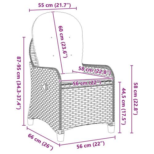 Recliner Stol med Pude Grå Poly Rattan