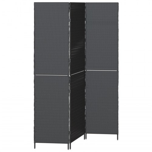 Rumdeler 3 Paneler Sammenfoldelig Sort 146x180 cm Poly Rattan
