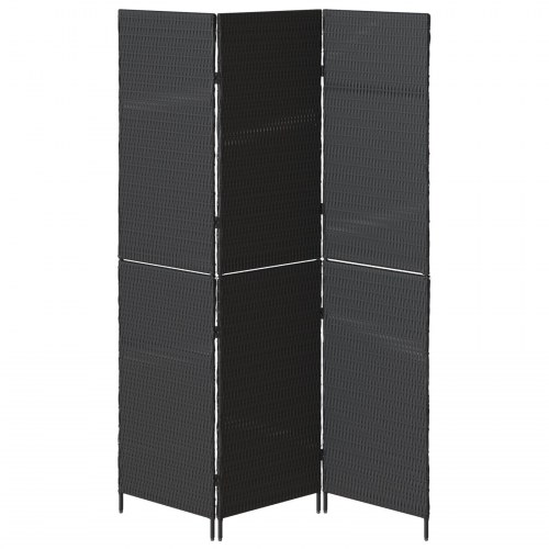 Rumdeler 3 Paneler Sammenfoldelig Sort 146x180 cm Poly Rattan