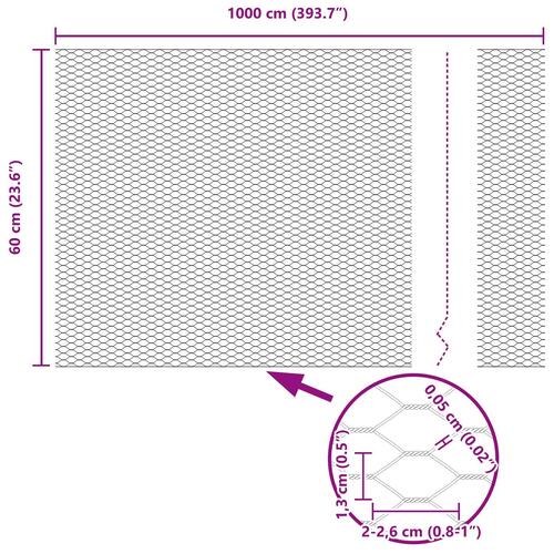 Hexagonhegn 0.6x10 m Galvaniseret Stål