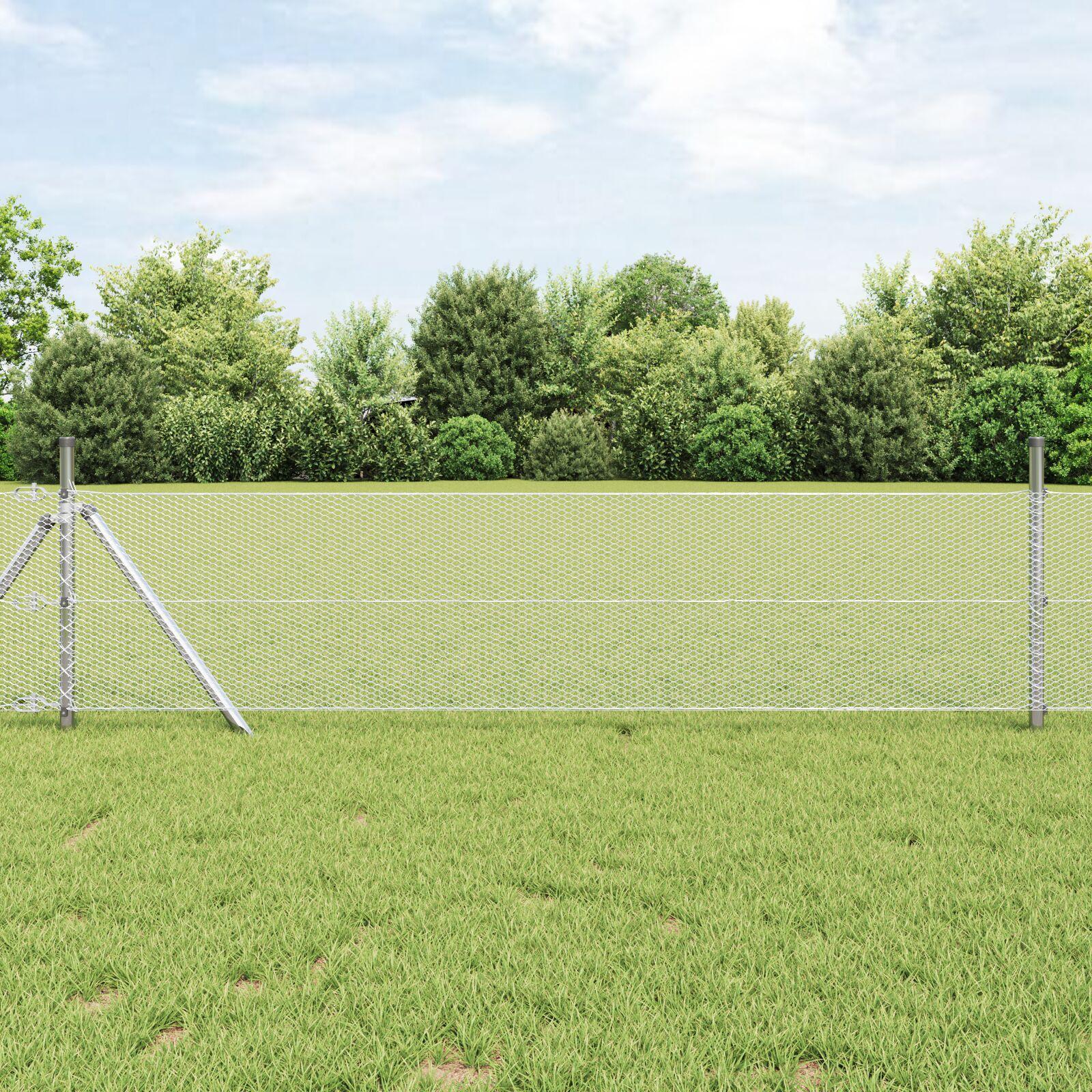 Hexagon hegn 0,5 × 50 m - sølv, galvaniseret stål