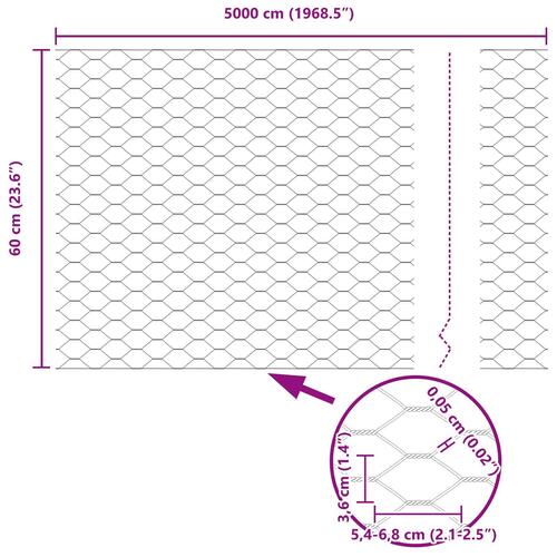 Hexagonhegn 0.6x50 m Galvaniseret Stål