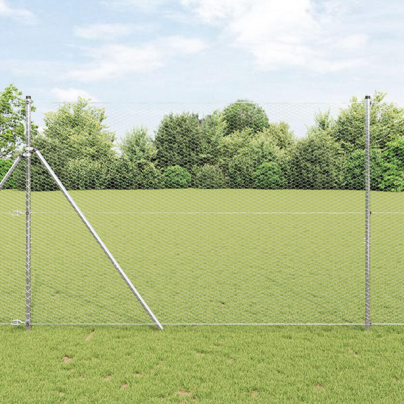 Hexagon hegn i galvaniseret stål - sølv 1,6 × 50 m