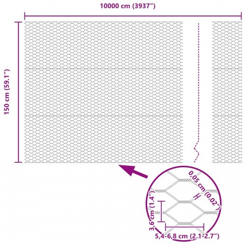 Hexagon Hegn 1.5x100 m Galvaniseret Stål