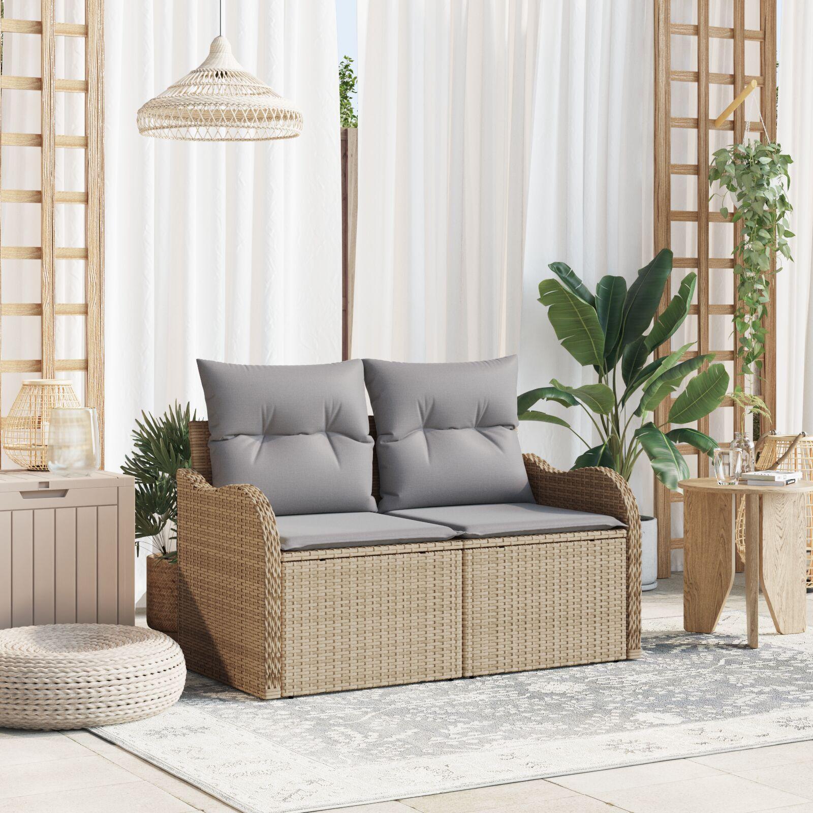 Havemøbelsofa med pude Beige 121 x 62 x 69cm polyrattan