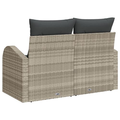 2-personers Have Sofa med Puder Lysegrå Poly Rattan