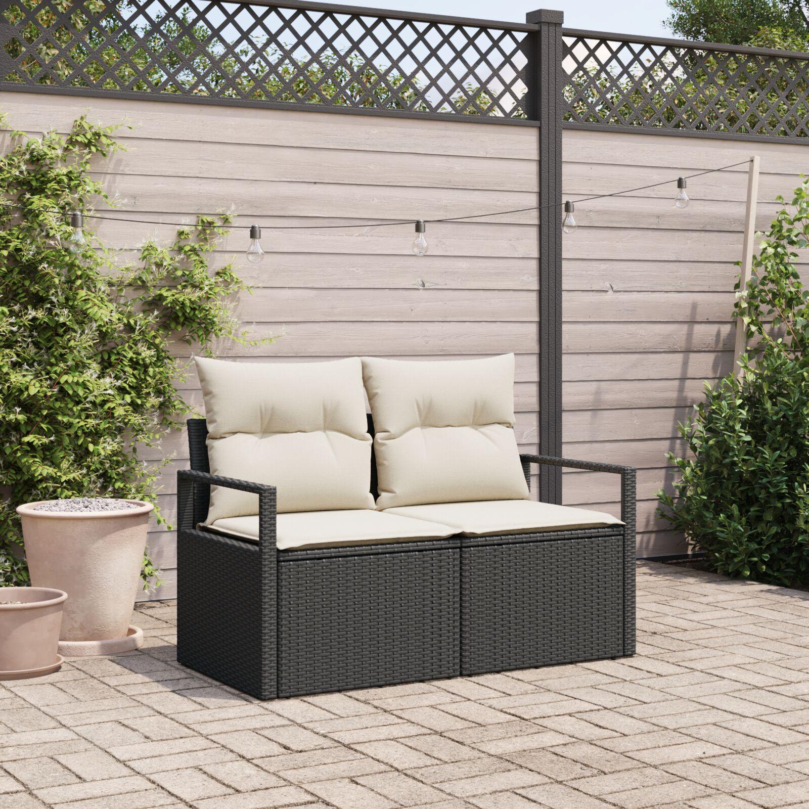 Havemøbelsofa med pude Sort 120 x 62 x 69cm polyrattan
