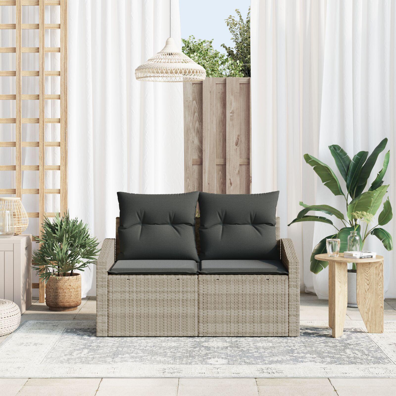 Havemøbelsofa med pude Grå 123 x 62 x 69cm polyrattan