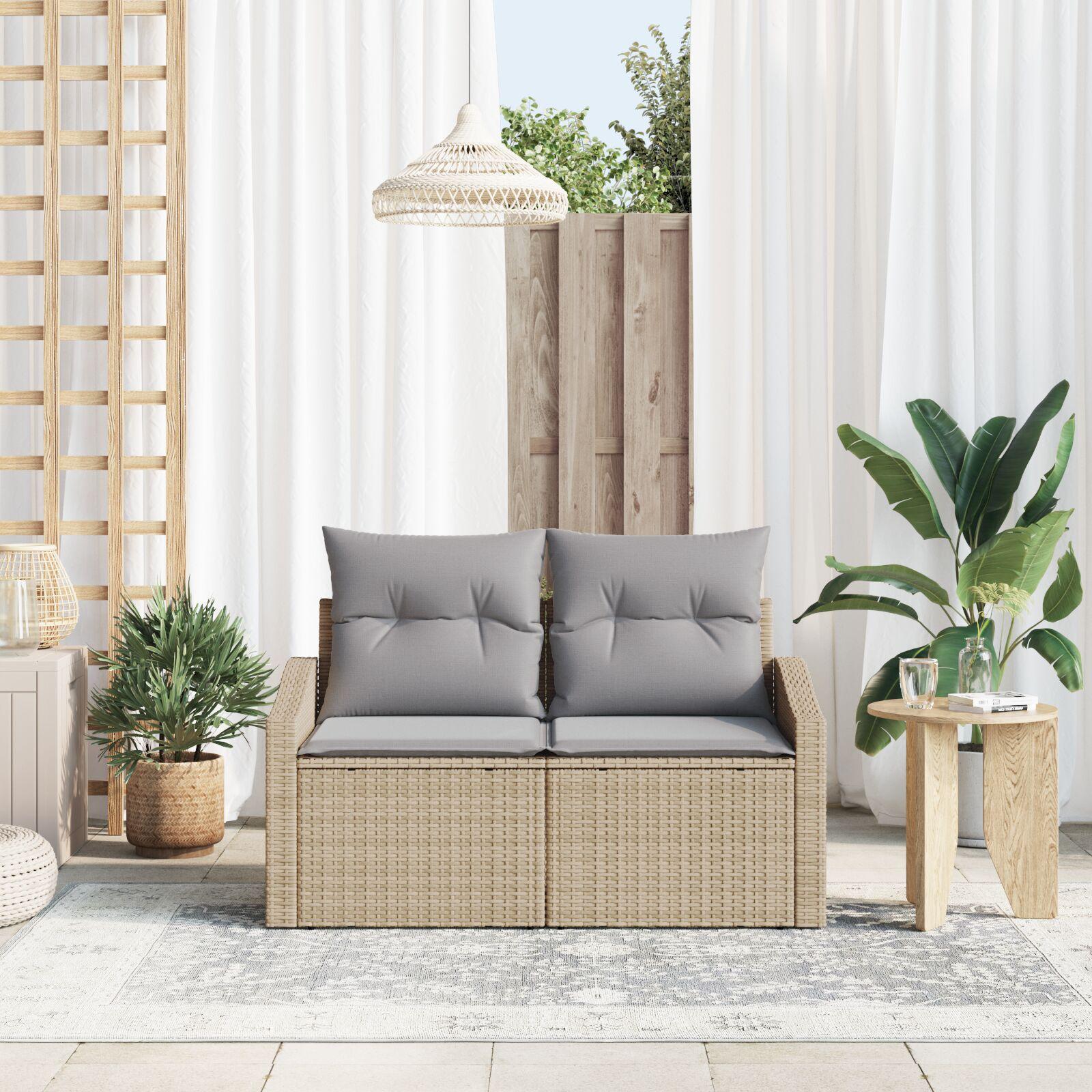 Havemøbelsofa med pude Beige 123 x 62 x 69cm polyrattan