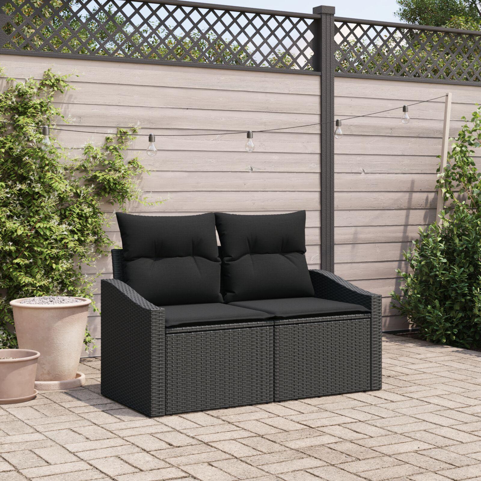 HavemÃ¸belsofa med pude Sort 123 x 62 x 69cm polyrattan