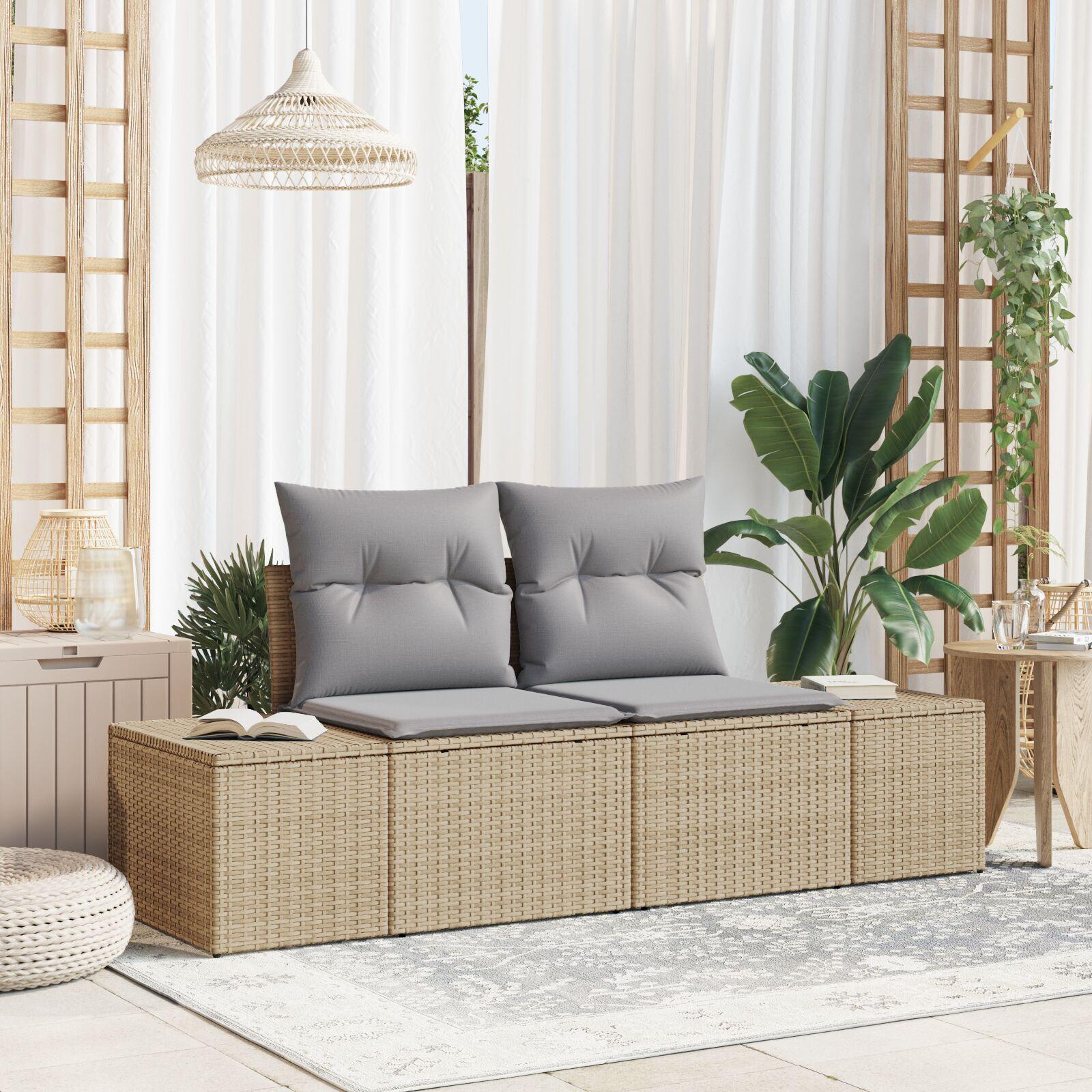Havemøbelsofa med pude Beige 123 x 62 x 69cm polyrattan