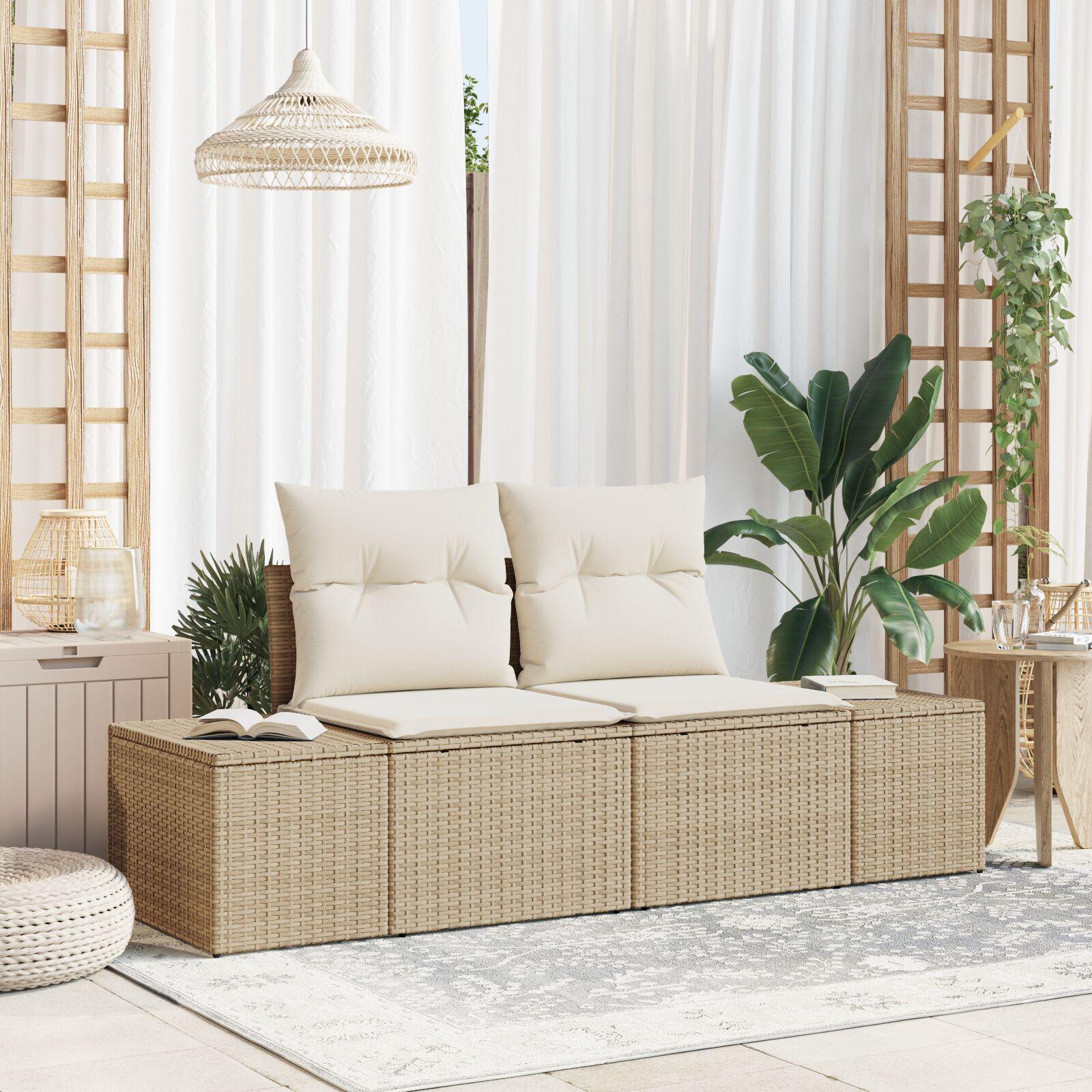 Havemøbelsofa med pude Beige 123 x 62 x 69cm polyrattan