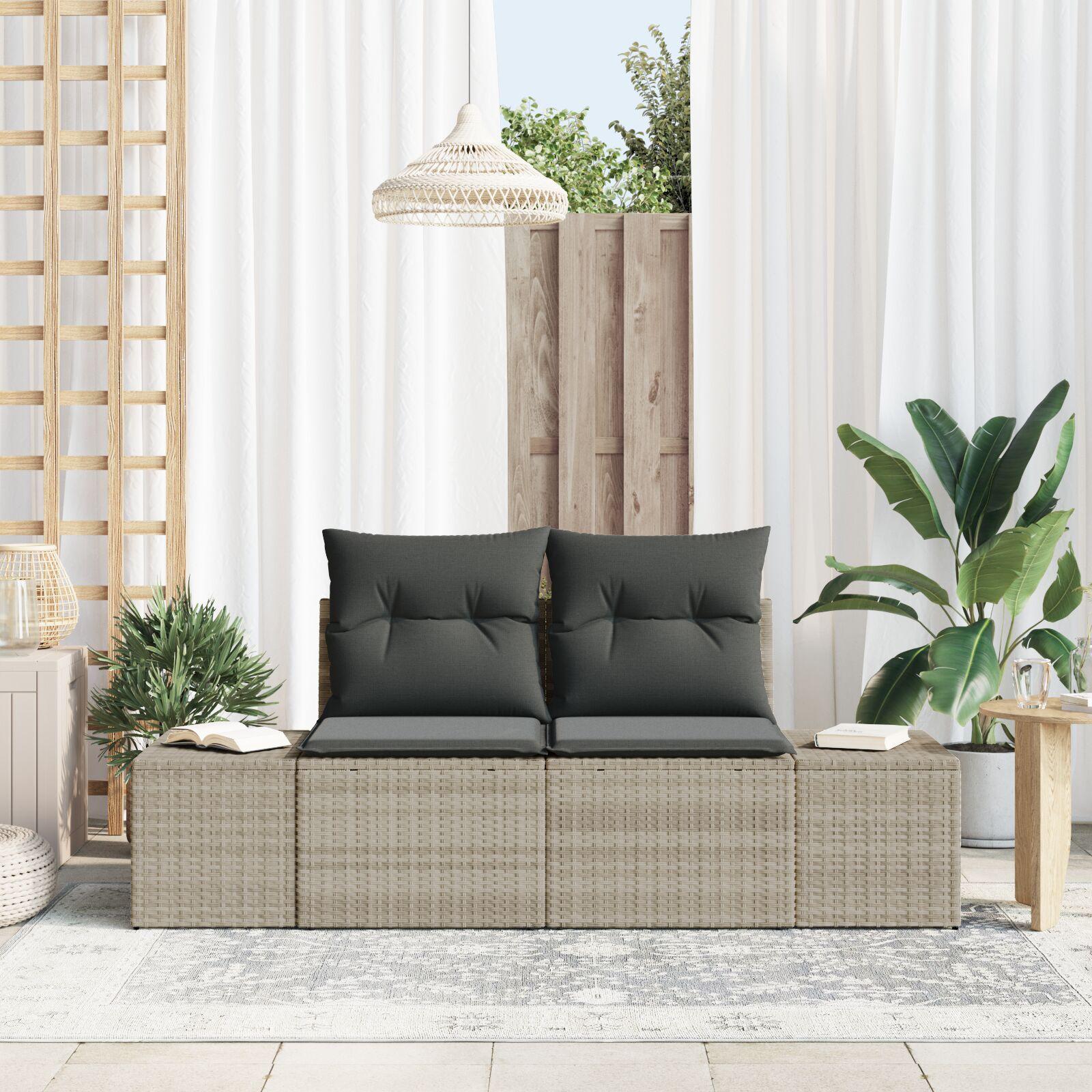 Havemøbelsofa med pude Grå 123 x 62 x 69cm polyrattan