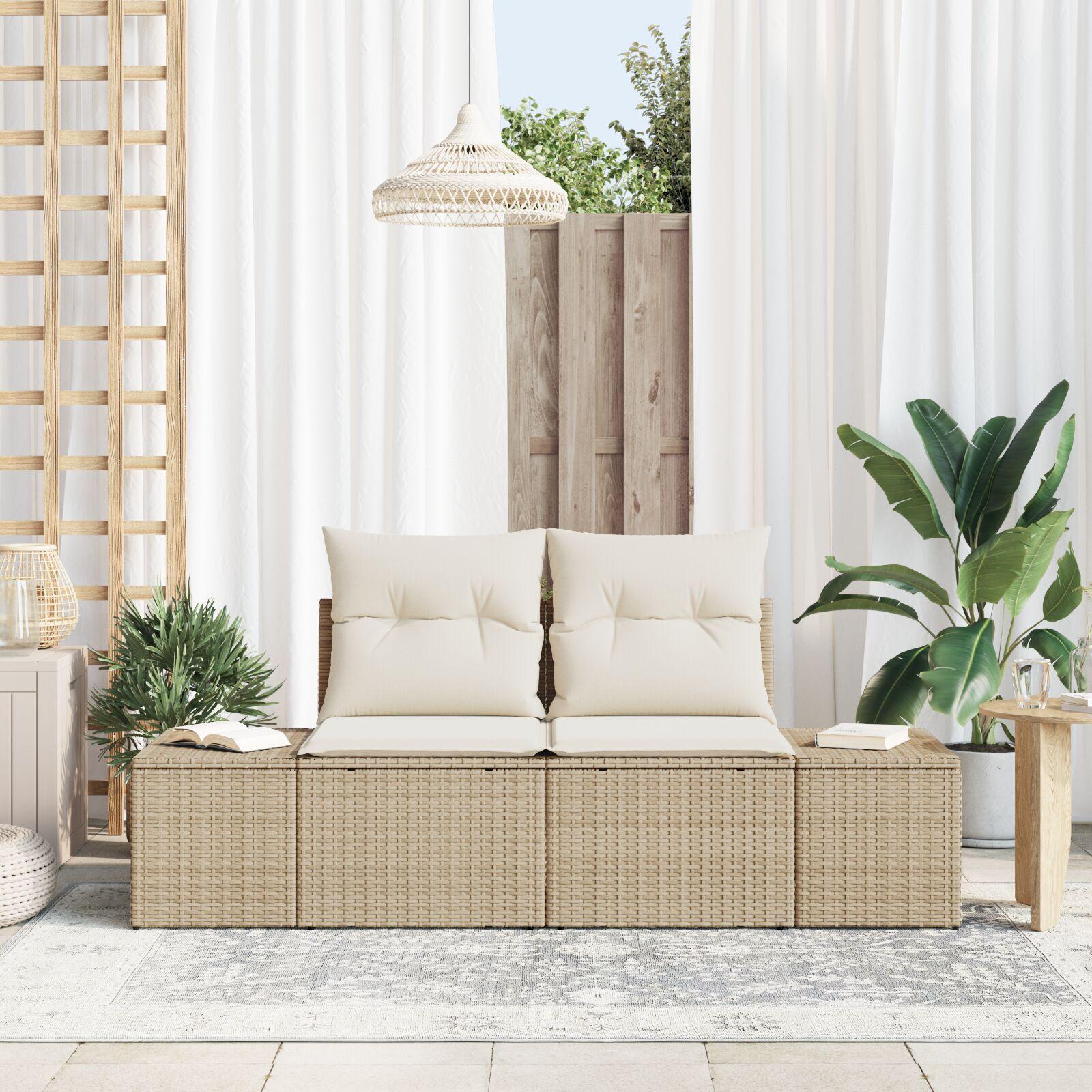 Havemøbelsofa med pude Beige 123 x 62 x 69cm polyrattan