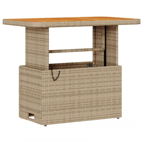 3 Deles Have Spisebord Sæt med Puder Beige Poly Rattan Akacietræ