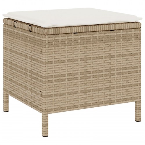3 Deles Have Spisebord Sæt med Puder Beige Poly Rattan Akacietræ