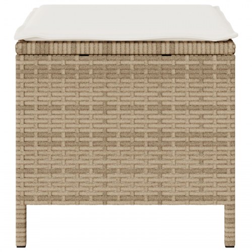 3 Deles Have Spisebord Sæt med Puder Beige Poly Rattan Akacietræ