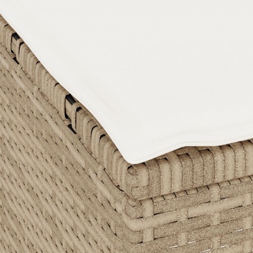 3 Deles Have Spisebord Sæt med Puder Beige Poly Rattan Akacietræ